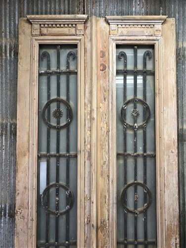 Antique French Double Doors (42.5x105.5) WIron Wood Doors, European Doors D254