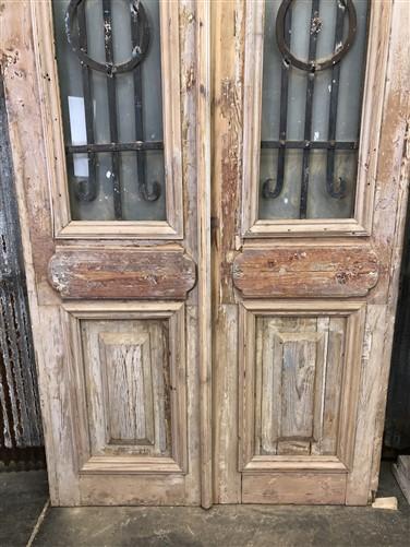 Antique French Double Doors (42.5x105.5) WIron Wood Doors, European Doors D254