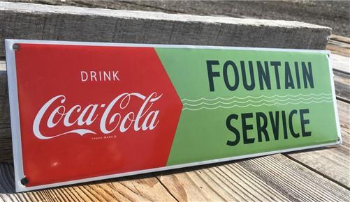 Drink Coca Cola Fountain Service Sign, Metal Porcelain Advertising Sign,