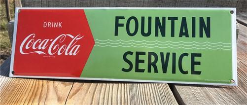 Drink Coca Cola Fountain Service Sign, Metal Porcelain Advertising Sign,