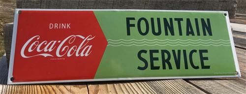 Drink Coca Cola Fountain Service Sign, Metal Porcelain Advertising Sign,