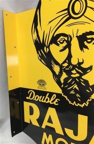 Rajah Motor Oil Flange Sign, 2 Sided Metal Advertising Sign, Oil Gas Advertising