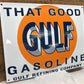 Gulf Gasoline Sign, Metal Porcelain Advertising, Gulf Refining Company Sign,