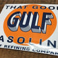 Gulf Gasoline Sign, Metal Porcelain Advertising, Gulf Refining Company Sign,