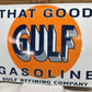 Gulf Gasoline Sign, Metal Porcelain Advertising, Gulf Refining Company Sign,