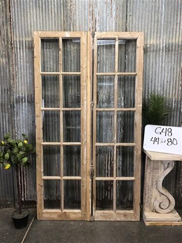 Antique French Double Doors (44.5x80) 10 Pane Glass Doors, European Doors G48