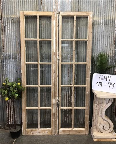 Antique French Double Doors (44x79) 10 Pane Glass Doors, European Doors G49