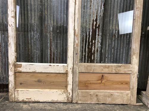 Antique French Double Doors (49x91) 3 Pane Glass Doors, European Doors G85