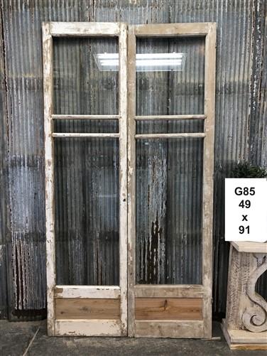 Antique French Double Doors (49x91) 3 Pane Glass Doors, European Doors G85