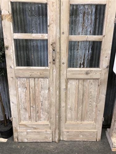 Antique French Double Doors (38x92.5) 5 Pane Glass Doors, European Doors G99