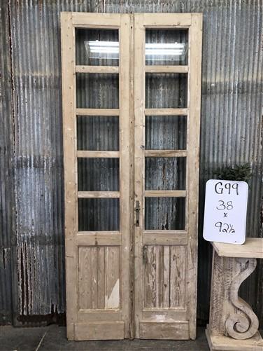 Antique French Double Doors (38x92.5) 5 Pane Glass Doors, European Doors G99