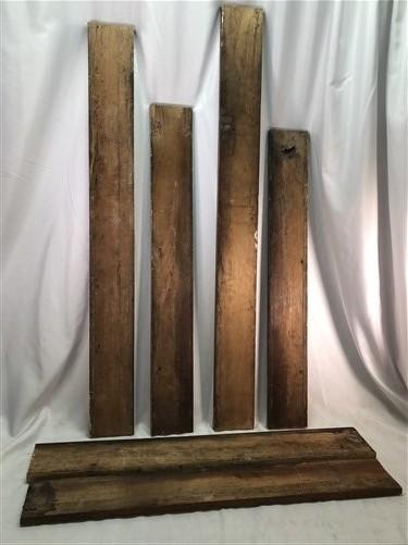 6 Wood Trim Pieces, Architectural Salvage, Reclaimed Vintage Wood Baseboard A83,