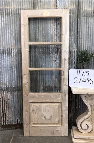 Antique French Single Door (27.5x75) 3 Pane Glass European Door H73