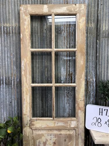 Antique French Single Door (28x84.5) 6 Pane Glass European Door H75