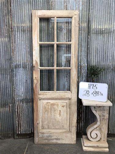 Antique French Single Door (28x84.5) 6 Pane Glass European Door H75