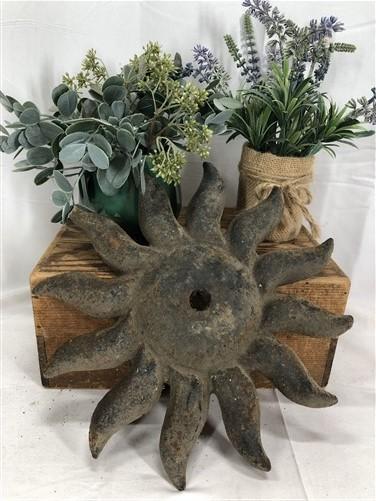 Sun Flower Cast Iron House Brick Wall Anchor Tie Plate, Architectural Salvage C,