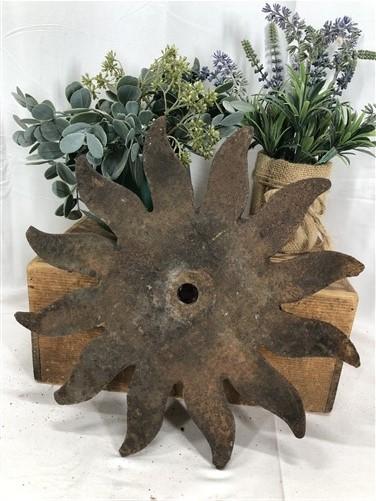 Sun Flower Cast Iron House Brick Wall Anchor Tie Plate, Architectural Salvage C,