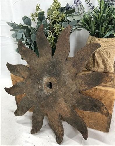 Sun Flower Cast Iron House Brick Wall Anchor Tie Plate, Architectural Salvage C,