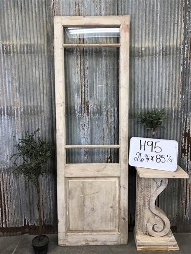 Antique French Single Door (26.75x85) 3 Pane Glass Door, European Door H95