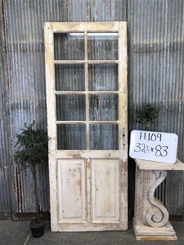 Antique French Single Door (32.75x83) 8 Pane Glass European Door H109