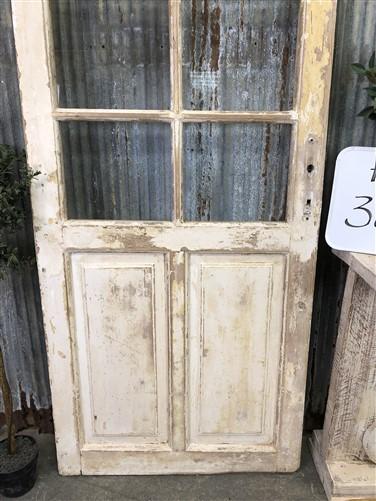 Antique French Single Door (32.75x83) 8 Pane Glass Door, European Door H109