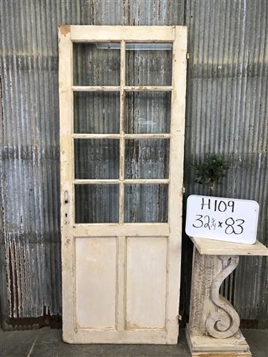 Antique French Single Door (32.75x83) 8 Pane Glass European Door H109