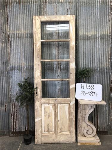 Antique French Single Door (28x87) 4 Pane Glass European Door H138