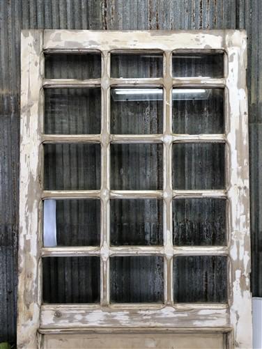 Antique French Single Door (37x87) 15 Pane Glass Door, European Door H91