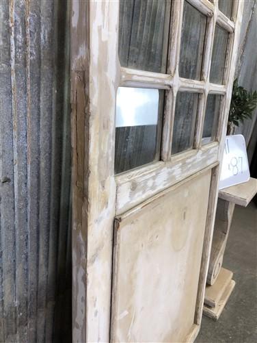 Antique French Single Door (37x87) 15 Pane Glass Door, European Door H91