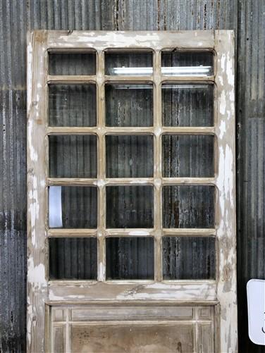 Antique French Single Door (37x87) 15 Pane Glass Door, European Door H91