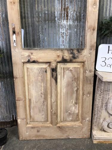 Antique French Single Door (32.5x97.75) 4 Pane Glass Door, European Door H118