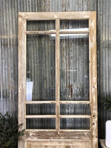 Antique French Single Door (33x87) 8 Pane Glass Door, European Door H122