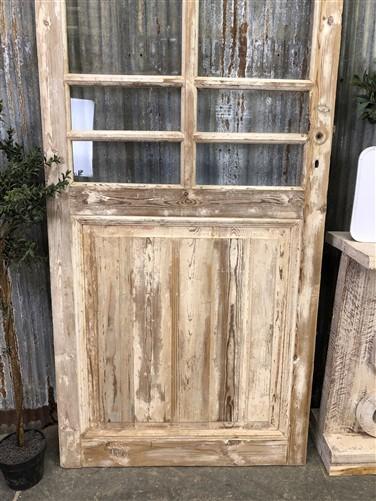 Antique French Single Door (33x87) 8 Pane Glass Door, European Door H122