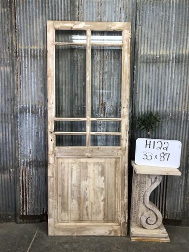 Antique French Single Door (33x87) 8 Pane Glass Door, European Door H122