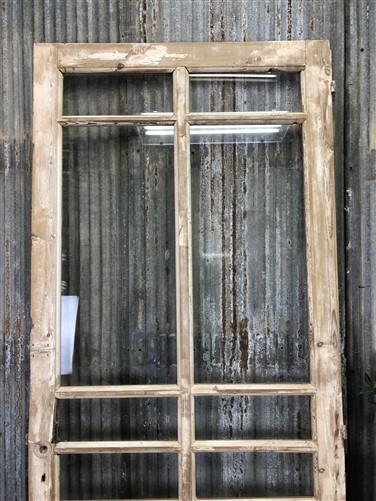 Antique French Single Door (33x87) 8 Pane Glass Door, European Door H122