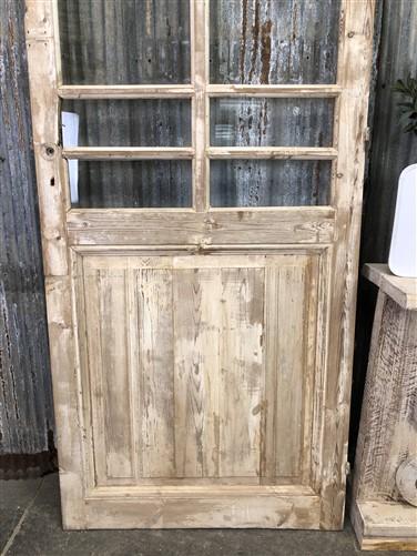 Antique French Single Door (33x87) 8 Pane Glass Door, European Door H122