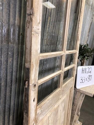 Antique French Single Door (33x87) 8 Pane Glass Door, European Door H122