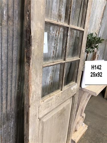 Antique French Single Door (25x96) 12 Pane Glass European Door H142