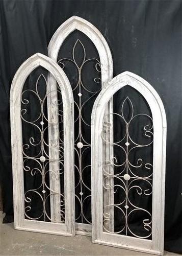 Set 3 XL Arched Wood Metal Gothic Window Frames, Architectural Window Frame B,