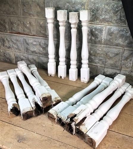 16 Balusters White Wood Architectural Salvage Spindles Porch Post House Trim C,