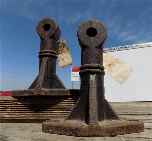 Pair Line Shaft Hanger Holder Brackets, Cast Iron Industrial Age Supports A,