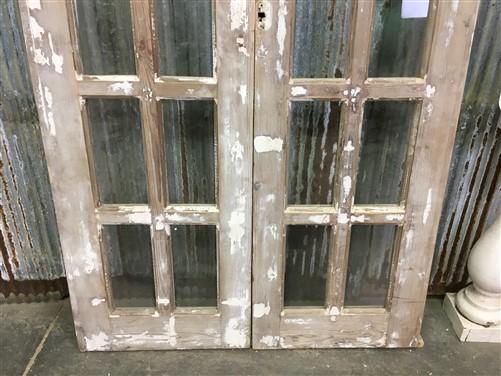 Antique French Double Doors (42x76) 10 Pane Glass Doors, European Doors G115