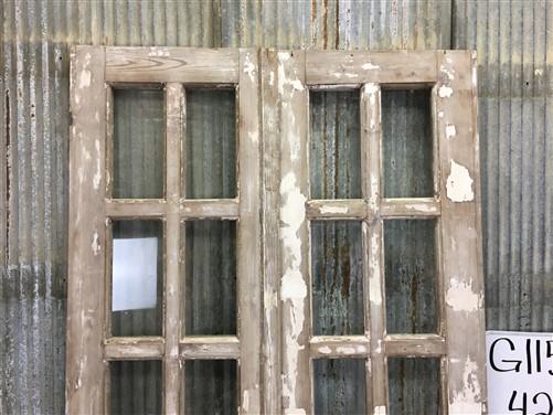 Antique French Double Doors (42x76) 10 Pane Glass Doors, European Doors G115