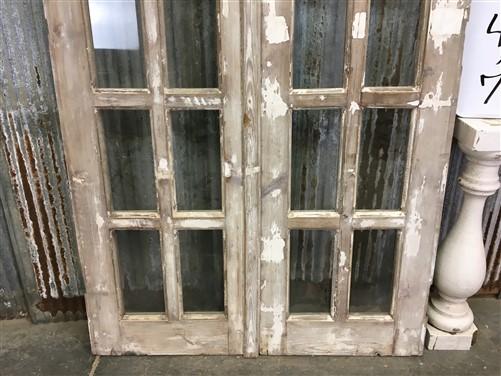 Antique French Double Doors (42x76) 10 Pane Glass Doors, European Doors G115