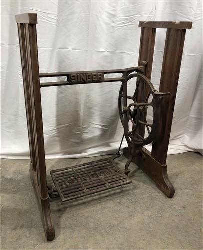 Treadle Sewing Machine, Cast Iron Base, Industrial Age Singer Steampunk PR,