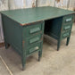 Vintage Green Desk with Drawers, Writing Desk, Home Office Desk, Wood Furniture