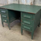 Vintage Green Desk with Drawers, Writing Desk, Home Office Desk, Wood Furniture