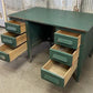 Vintage Green Desk with Drawers, Writing Desk, Home Office Desk, Wood Furniture