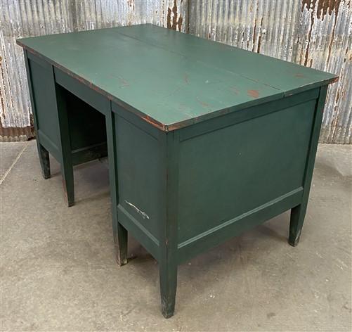 Vintage Green Desk with Drawers, Writing Desk, Home Office Desk, Wood Furniture