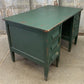 Vintage Green Desk with Drawers, Writing Desk, Home Office Desk, Wood Furniture